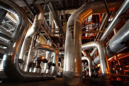 Industrial zone, Steel pipelines in blue tonesのeditorial素材