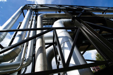 different size and shaped pipes and valves at a power plant