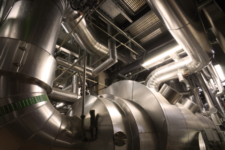 Equipment, cables and piping as found inside of a modern industrial power plantのeditorial素材