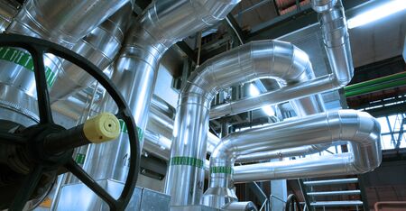 industrial zone, Steel pipelines, valves and ladders