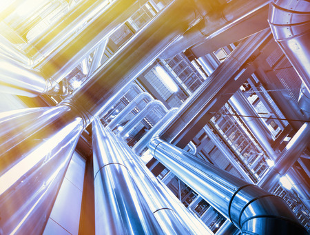 Industrial zone, Steel pipelines and equipmentの写真素材