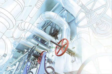 computer cad design of pipelines for modern industrial power plantの写真素材