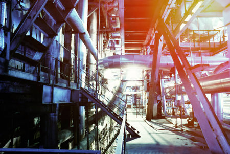 Industrial zone, Steel pipelines and equipmentの写真素材