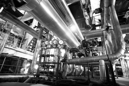 Industrial zone, Steel pipelines, valves and ladders