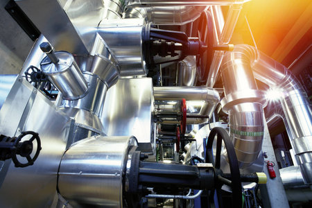 Industrial zone, Steel pipelines and equipmentの写真素材