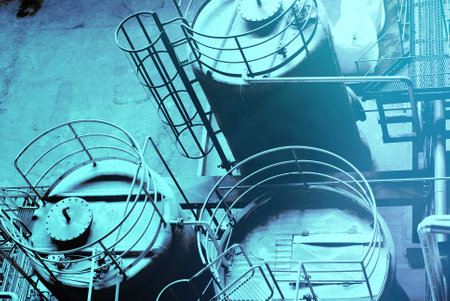 Industrial zone, Steel pipelines and storage tanks