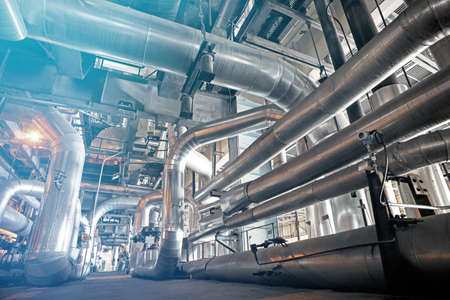 Industrial zone, Steel pipelines, valves and ladders