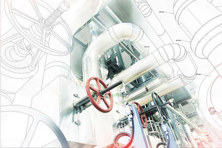 computer cad design of pipelines for modern industrial power plantの写真素材