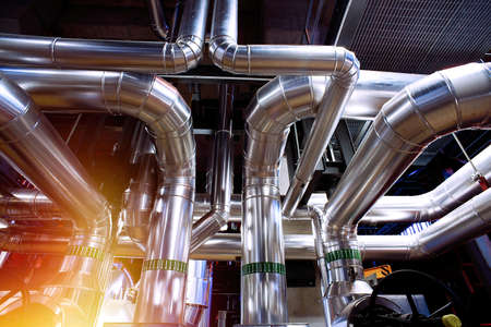 Industrial zone, Steel pipelines and equipmentの写真素材