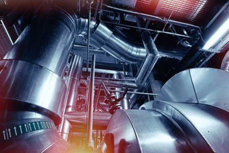 Equipment, cables and piping as found inside of a modern industrial power plant
              の写真素材