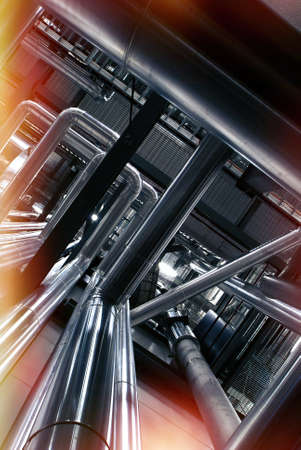 Industrial zone, Steel pipelines and equipmentの写真素材
