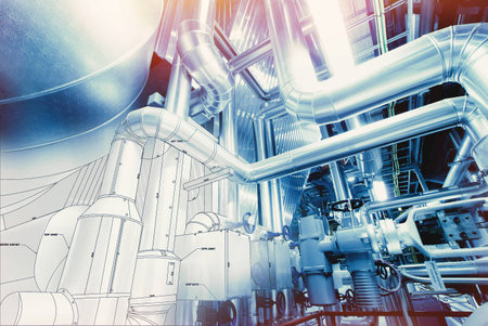 Background of mechanical engineering drawings, industry, educationの写真素材