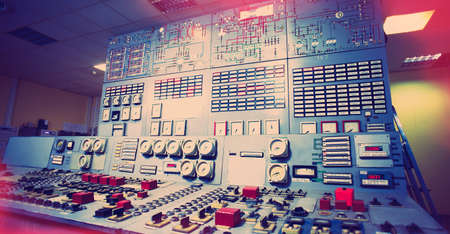 Control room of an old power generation plantの写真素材