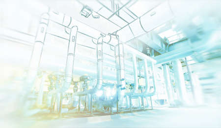 Sketch of piping design concept. Toned image. Motion blur effect.の写真素材