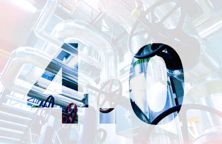 Equipment, cables and piping as found inside of a modern industrial power plantの写真素材