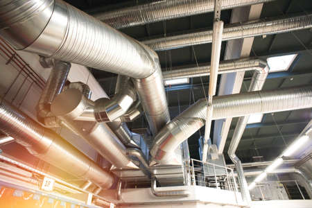 Ventilation pipes and ducts of industrial air conditionの写真素材