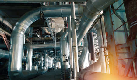 Industrial Steel pipelines, valves, cables and walkways