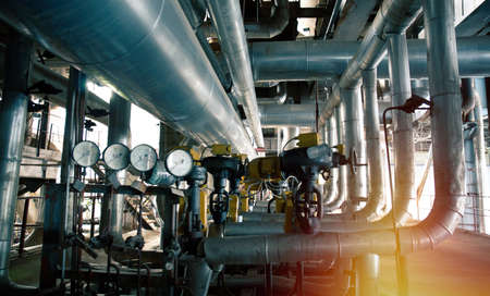 Industrial Steel pipelines, valves, cables and walkways
