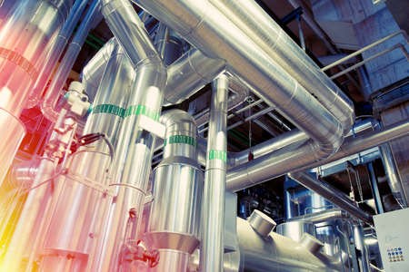 Industrial Steel pipelines, valves, cables and walkways