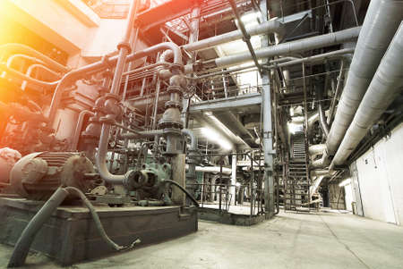 Equipment, cables and piping as found inside of a modern industrial power plantのeditorial素材