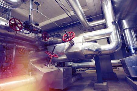 Equipment, cables and piping as found inside of a modern industrial power plantのeditorial素材