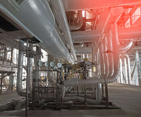 Equipment, cables and piping as found inside of a modern industrial power plantのeditorial素材