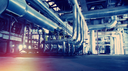 Equipment, cables and piping as found inside of a modern industrial power plantのeditorial素材