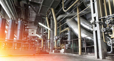 Equipment, cables and piping as found inside of a modern industrial power plantのeditorial素材