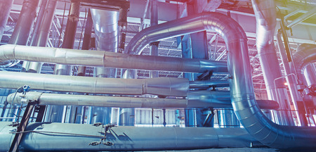 Equipment, cables and piping as found inside of a modern industrial power plant
の写真素材