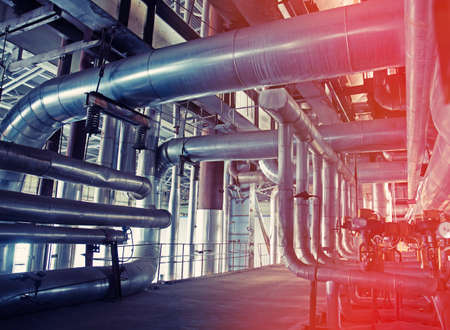 Industrial Steel pipelines, valves, cables and walkways         