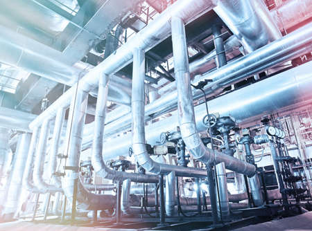                       Equipment, cables and piping as found inside of a modern industrial power...