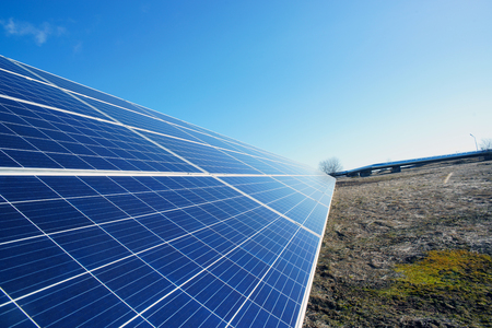 Solar panels against blue sky
