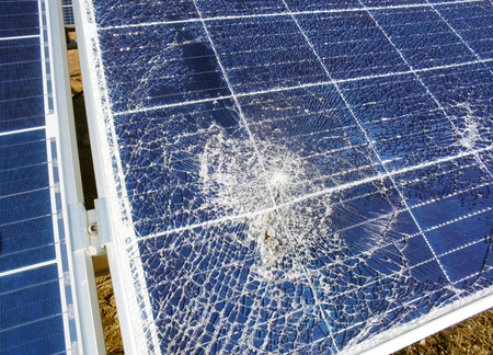 Broken destroyed solar panelの写真素材