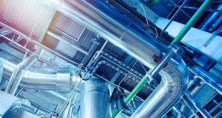 Industrial zone, Steel pipelines, valves and ladders
