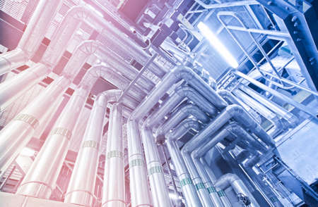Industrial zone, Steel pipelines, valves and ladders