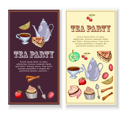 Tea party bannersのイラスト素材