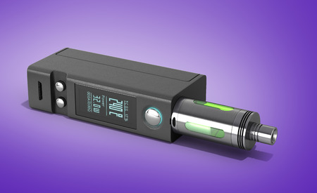 Electronic cigaretts Device box mod to smokeless smoking 3d render on gradient