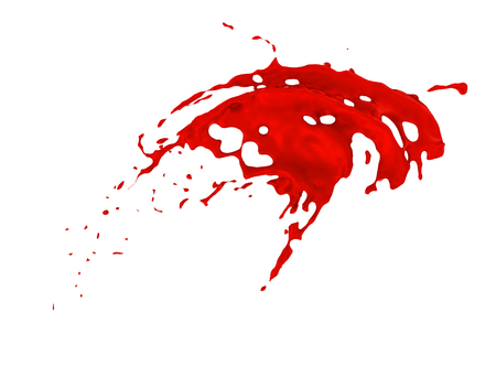 Red splash over white backgroundの写真素材