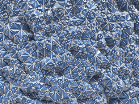 Abstract 3d rendering of blue surface Background with futuristic polygonal shapeの写真素材