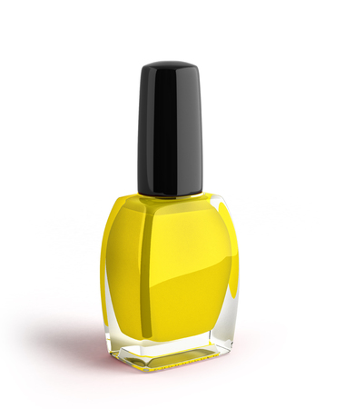 yellow nail polish bottle 3d render on white backgroundの写真素材