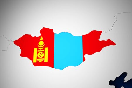 Mongolia on the world map 3d renderの写真素材
