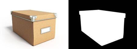 Close Office paper box for documents 3d illustration on white with alphaの写真素材