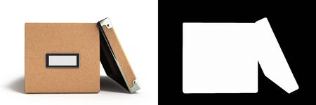 Office paper box for documents 3d illustration on white with alpha