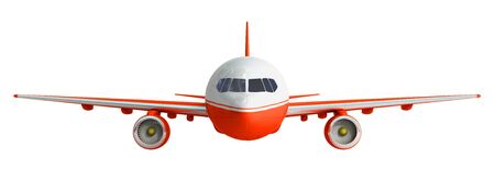 white and red airplane 3d rendering on white background