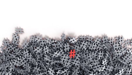 Infinite red hash-tag on a plane original 3d rendering imageの写真素材