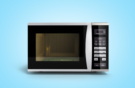 Microwave stove on blue gradient background 3d renderの写真素材