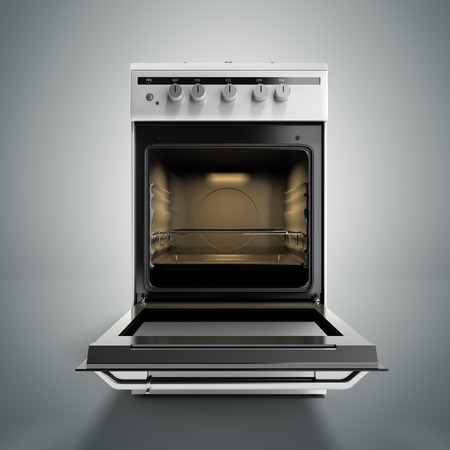 open gas stove 3d render isolated on a grey backgroundの写真素材