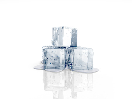 ice cubes 3d render on white backgroundの写真素材