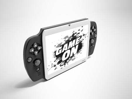 Gamepad tablet for mobile games gray with a black perspective 3d rendering is not a gray background