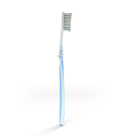 blue toothbrush close up 3d render on a white backgroundの写真素材